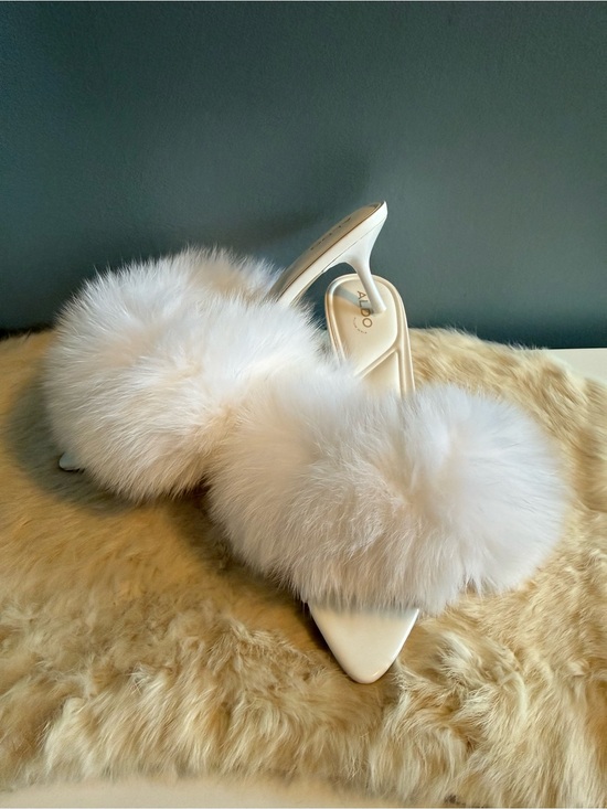 Aldo Shoes - ALDO White Faux Fur Pointed Toe Stiletto Cushioned Heels